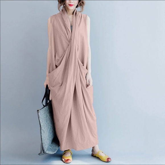 Dresses & Skirts - 100% cotton V neck faux wrap maxi dress